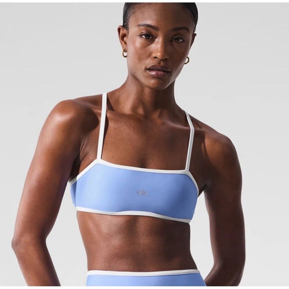 Alo Yoga Airlift Charger Bra Crystal Clear Blue/White XXS New RARE